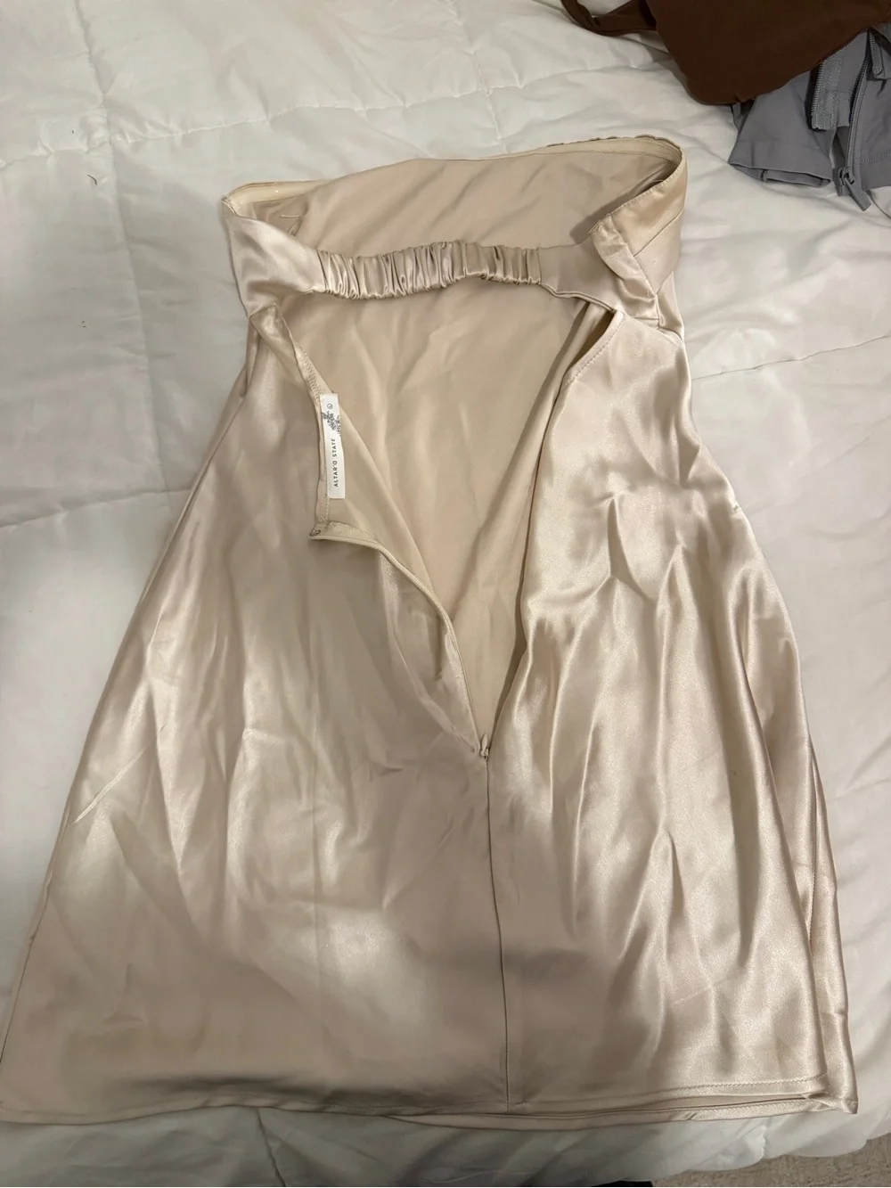 Altar'd State Satin Slip Dress in Light Champagne